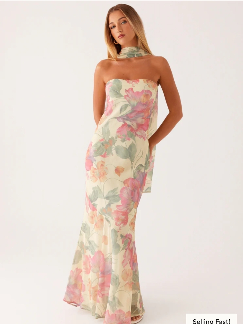 Under The Pagoda Maxi Dress - Yellow Peony